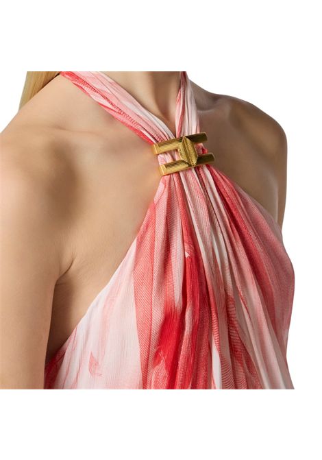 Abito Elisabetta Franchi donna ABR4752E2 CP9  burro rosso scollo americano stampa tulle ELISABETTA FRANCHI | Abiti | ABR4752E2CP9